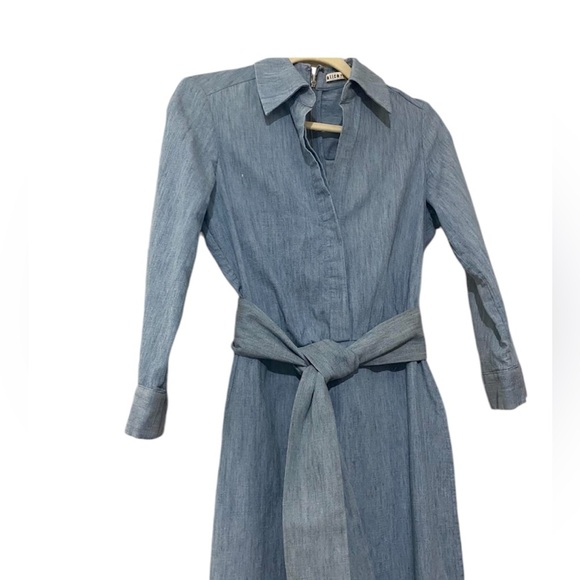 alice + olivia jumpsuit SZ 2 Wide leg, light denim, long sleeve, removable belt - Picture 7 of 14